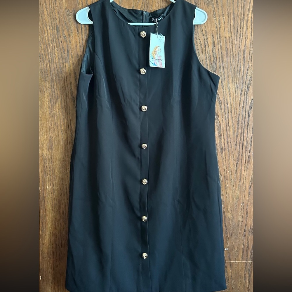 Black Sleeveless Button-Up Dress